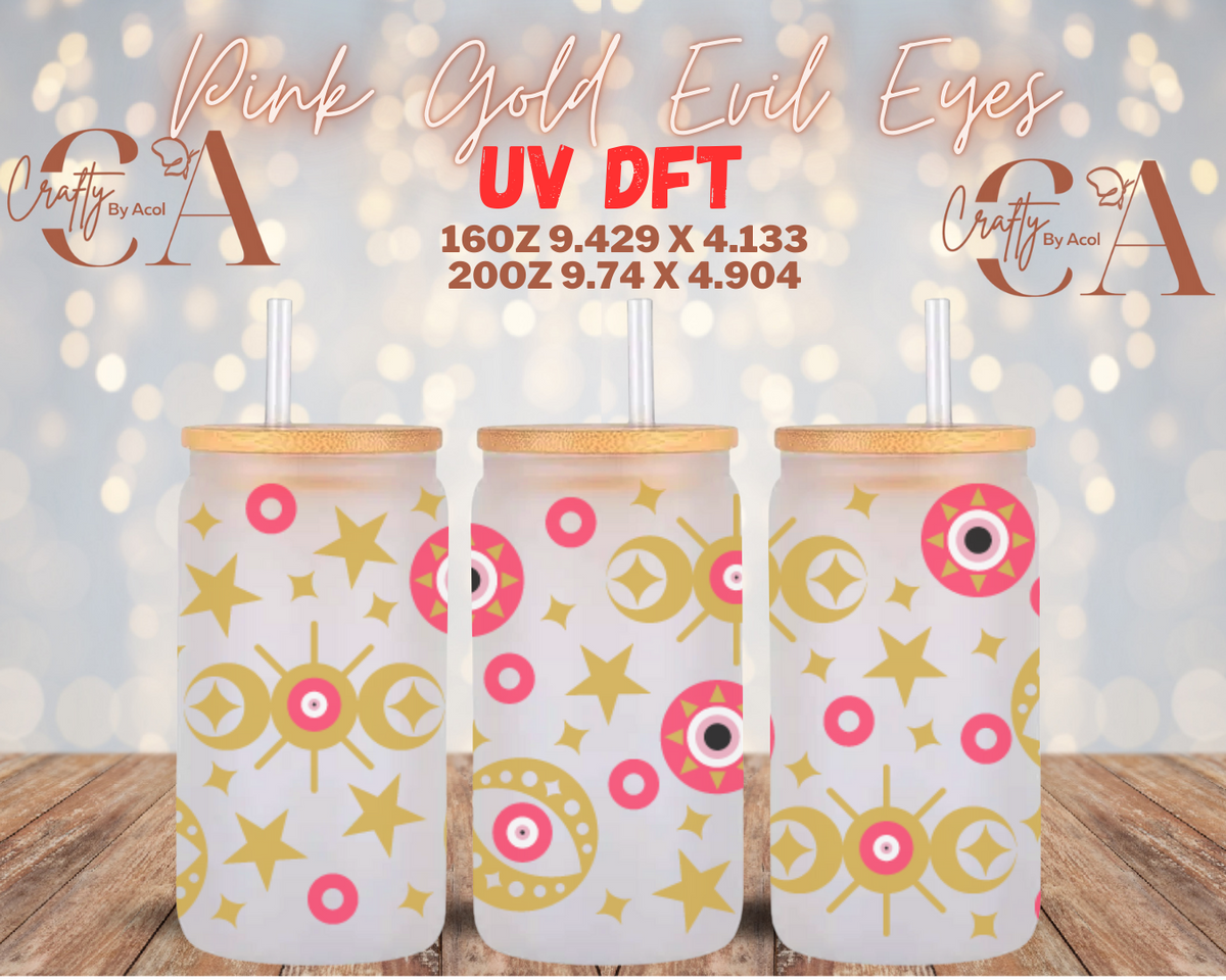 Pink Gold Evil Eye Uv Dft Cup Wrap