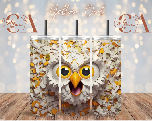 Yellow Owl 3d Vinyl Can Wrap