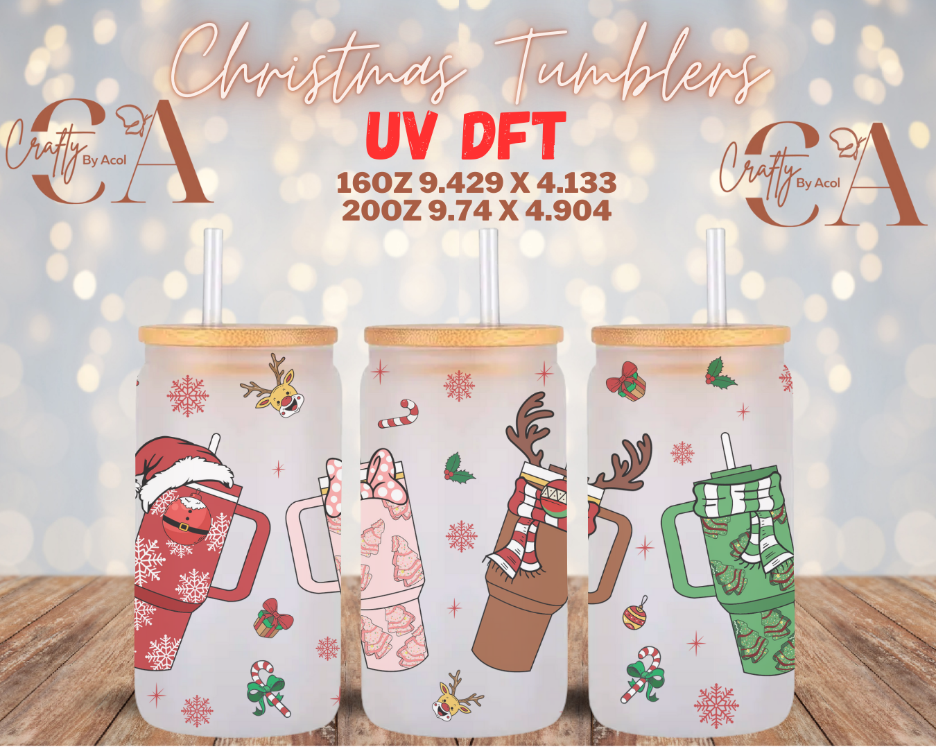 Christmas Tumblers UV DFT Cup Wrap