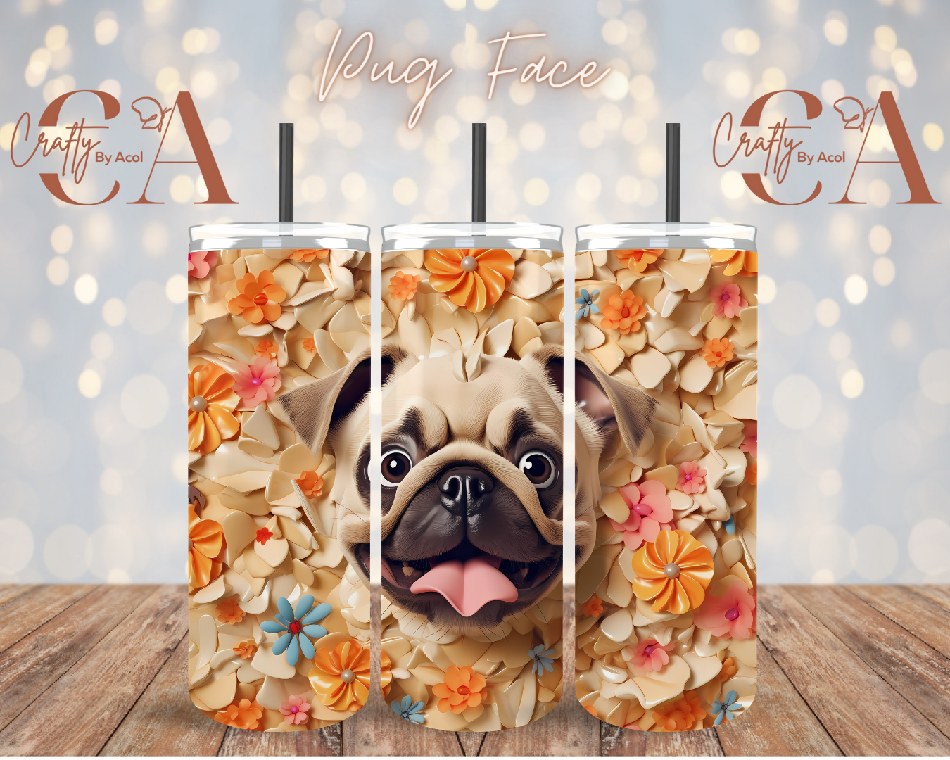 Pug Face 3d Vinyl Can Wrap