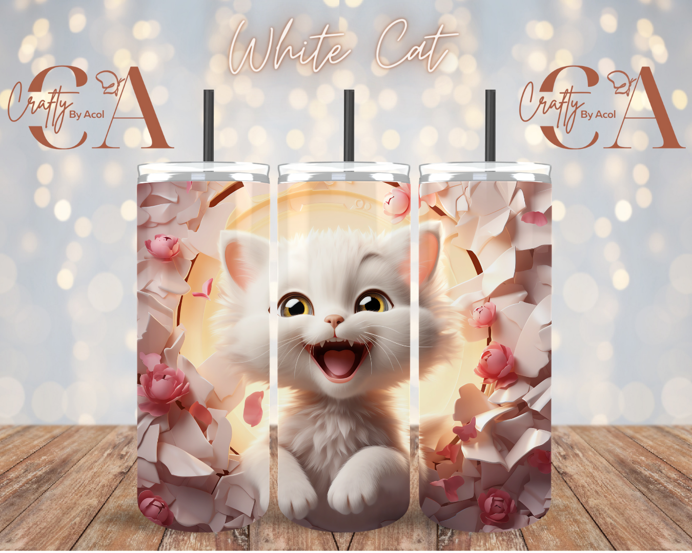 White Cat 3d Vinyl Can Wrap
