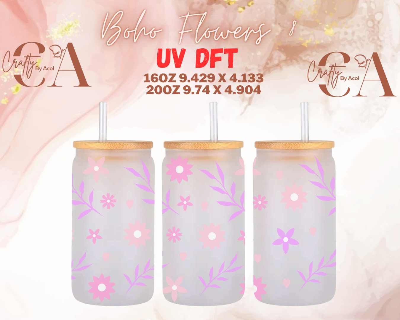 Boho Flowers UV DFT Cup Wrap (Copy)