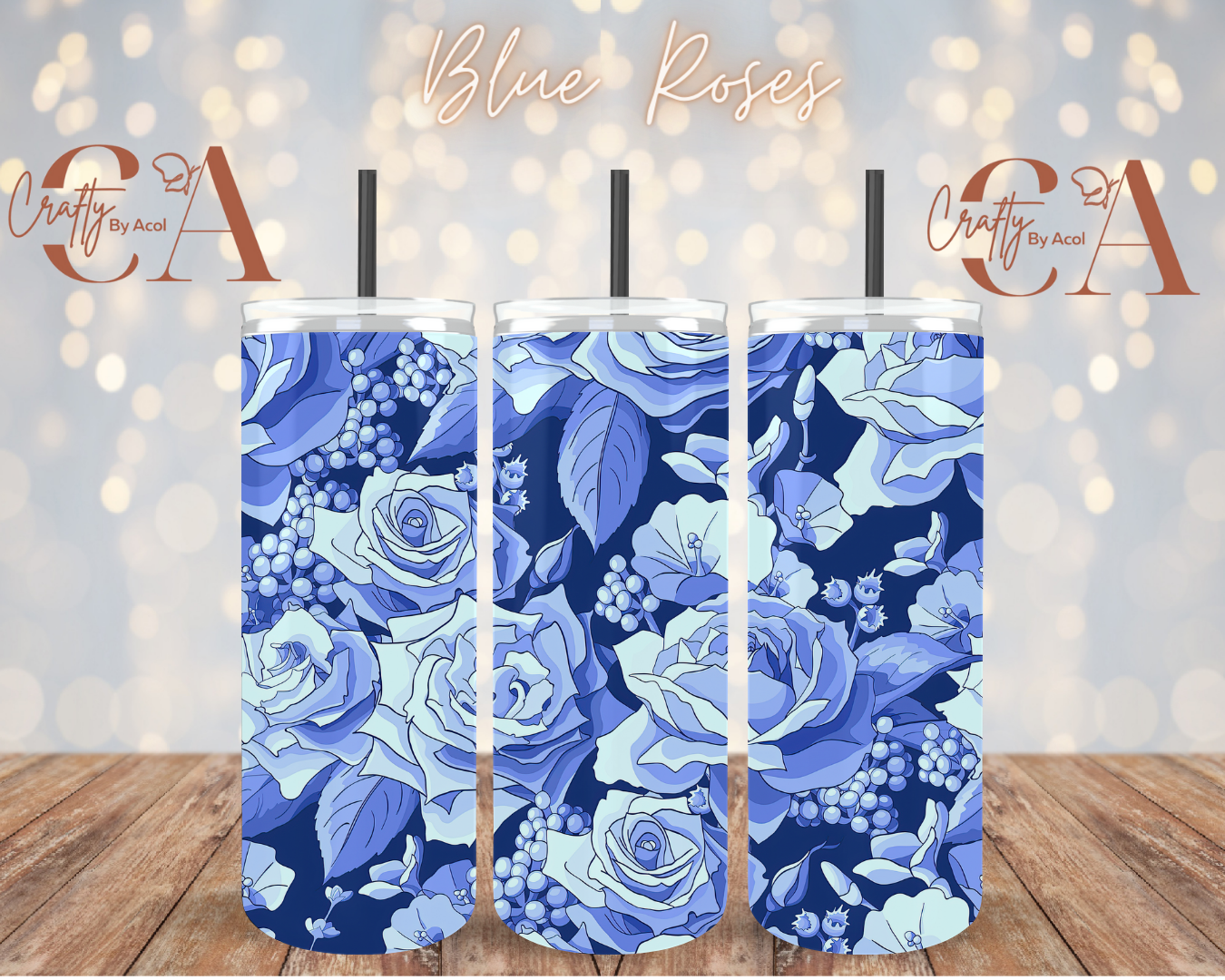 Blue Roses Vinyl Can Wrap