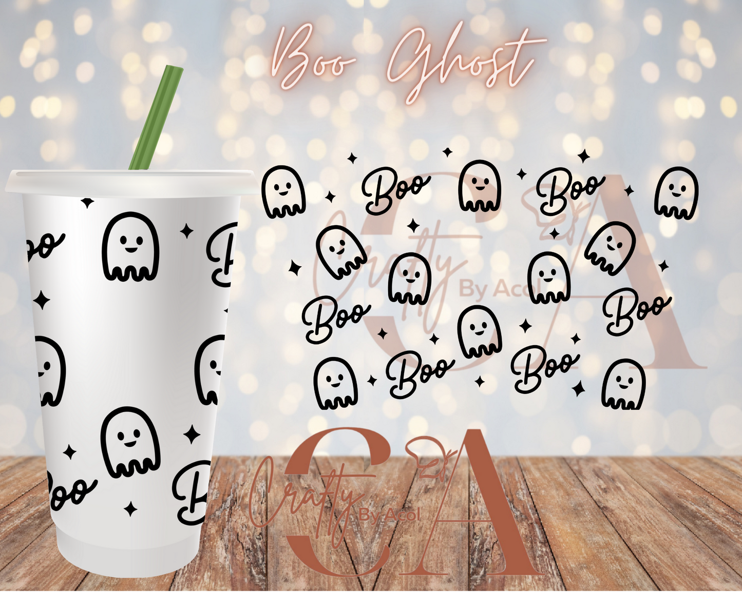 Boo Ghost Vinyl Can Wrap