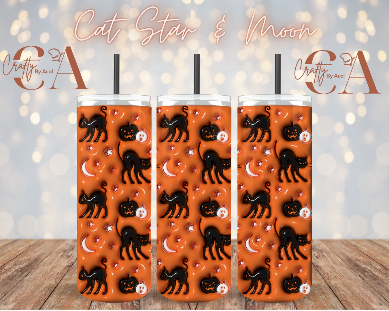 Cat Star & Moon Vinyl Can Wrap