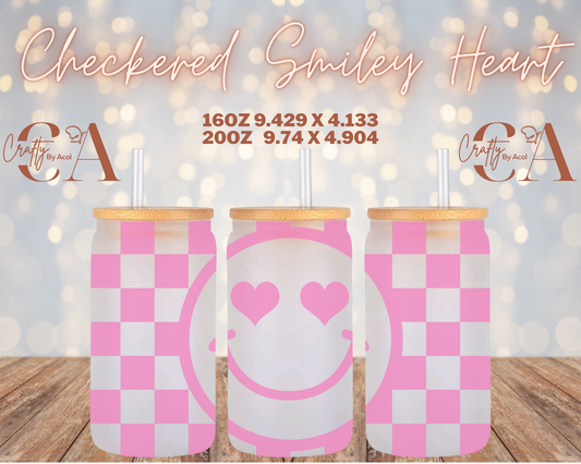 Checkered Smiley Heart Vinyl Can Wrap