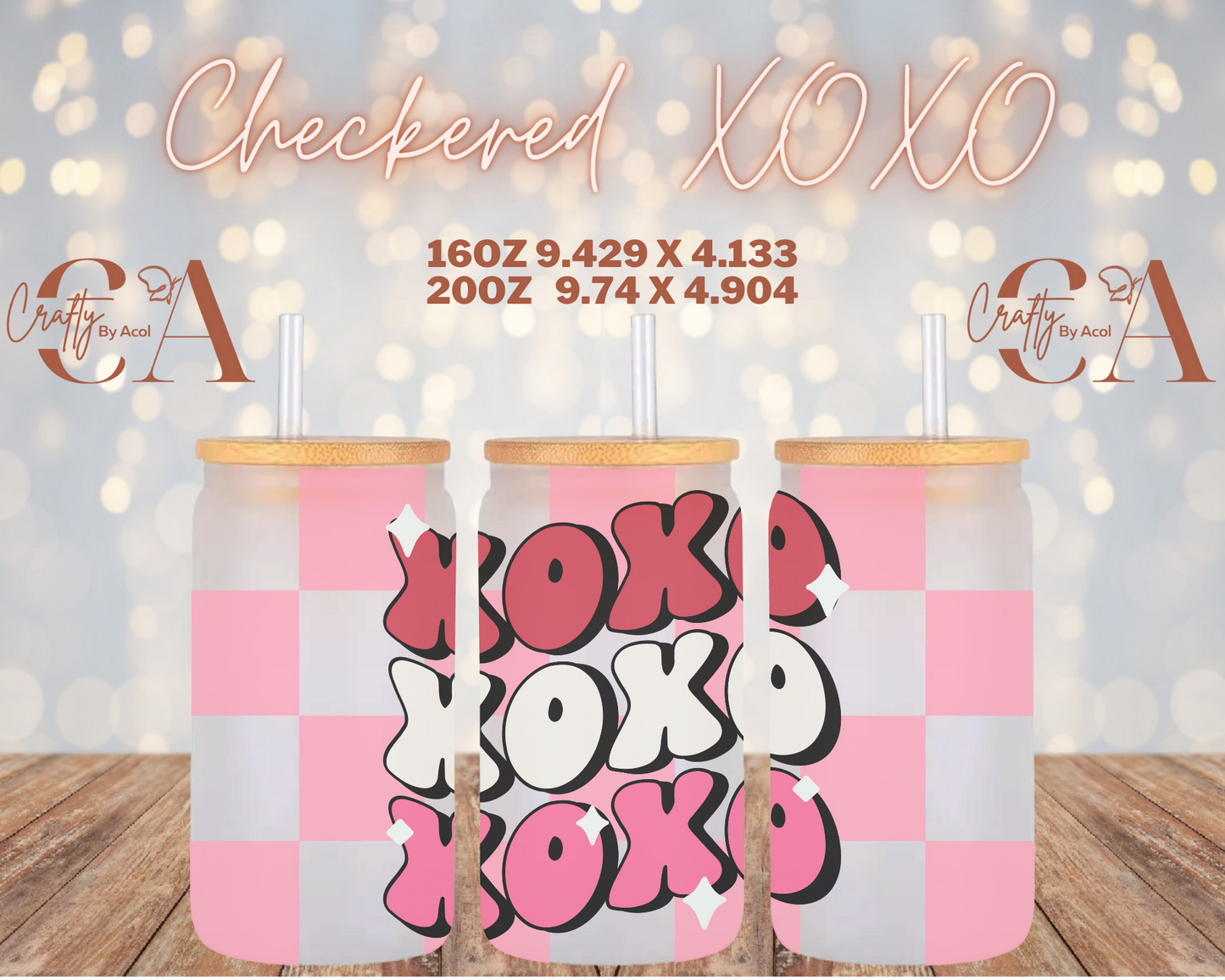 Checkered XOXO Vinyl Can Wrap