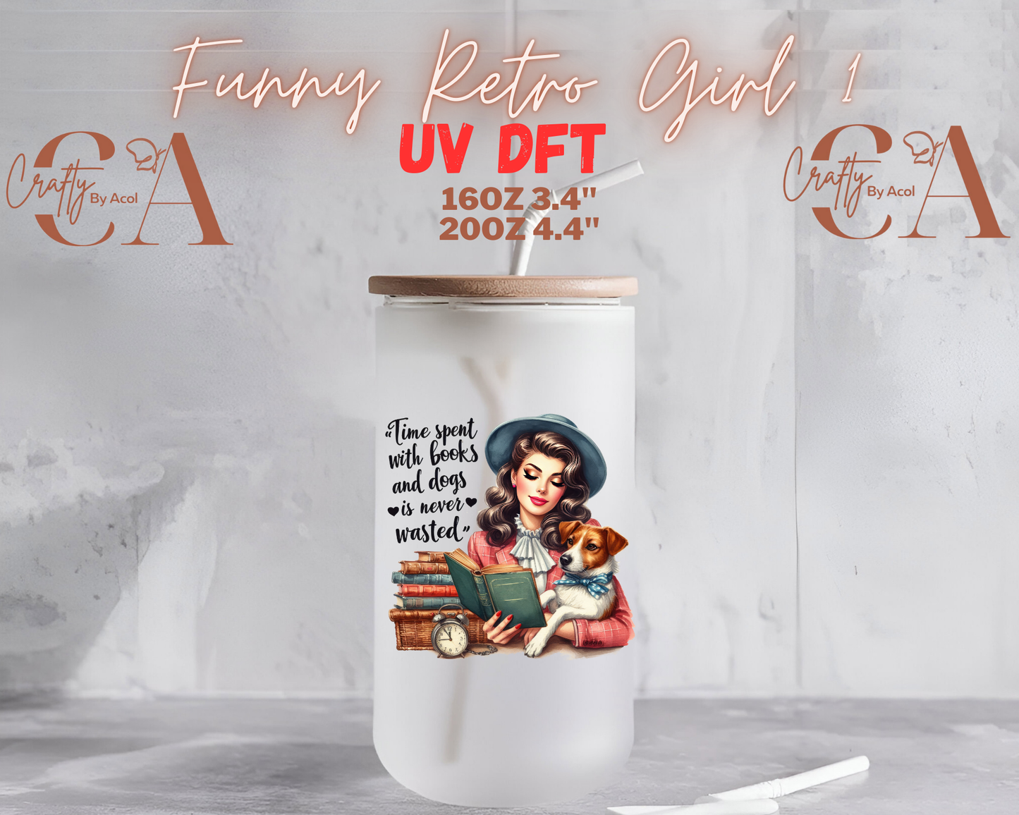 Funny Retro Girl UV DFT Decal
