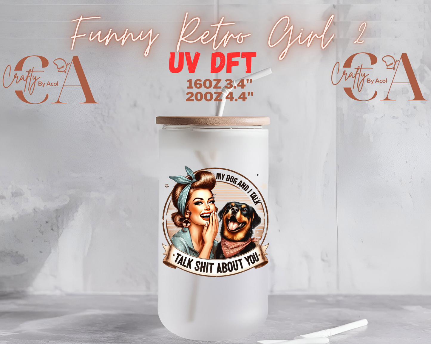 Funny Retro Girl UV DFT Decal