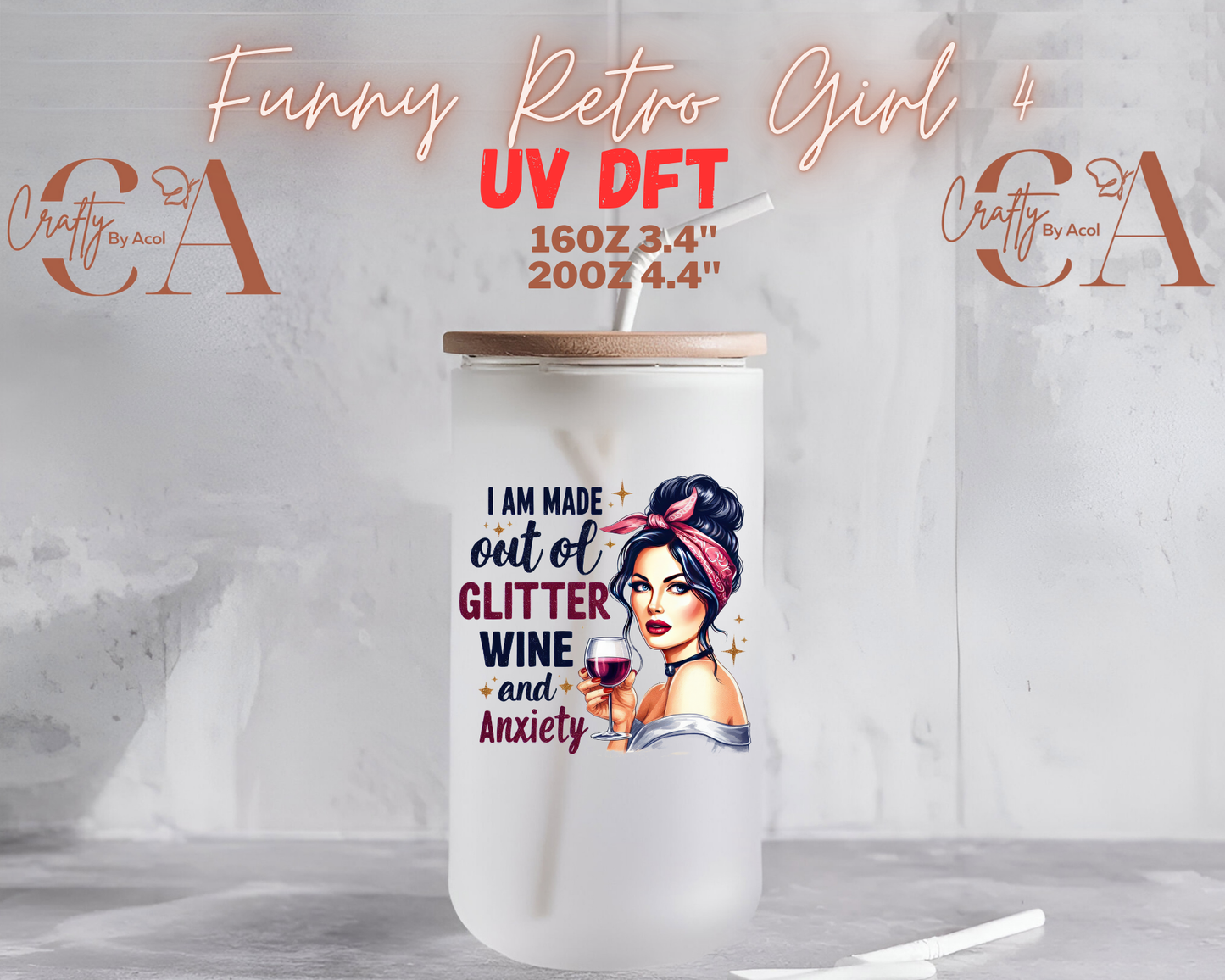 Funny Retro Girl UV DFT Decal
