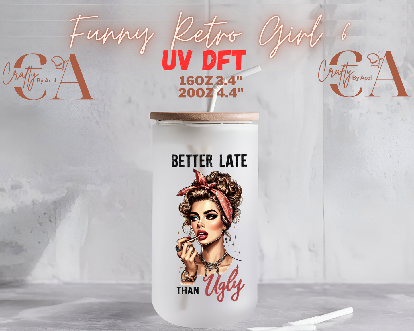 Funny Retro Girl UV DFT Decal