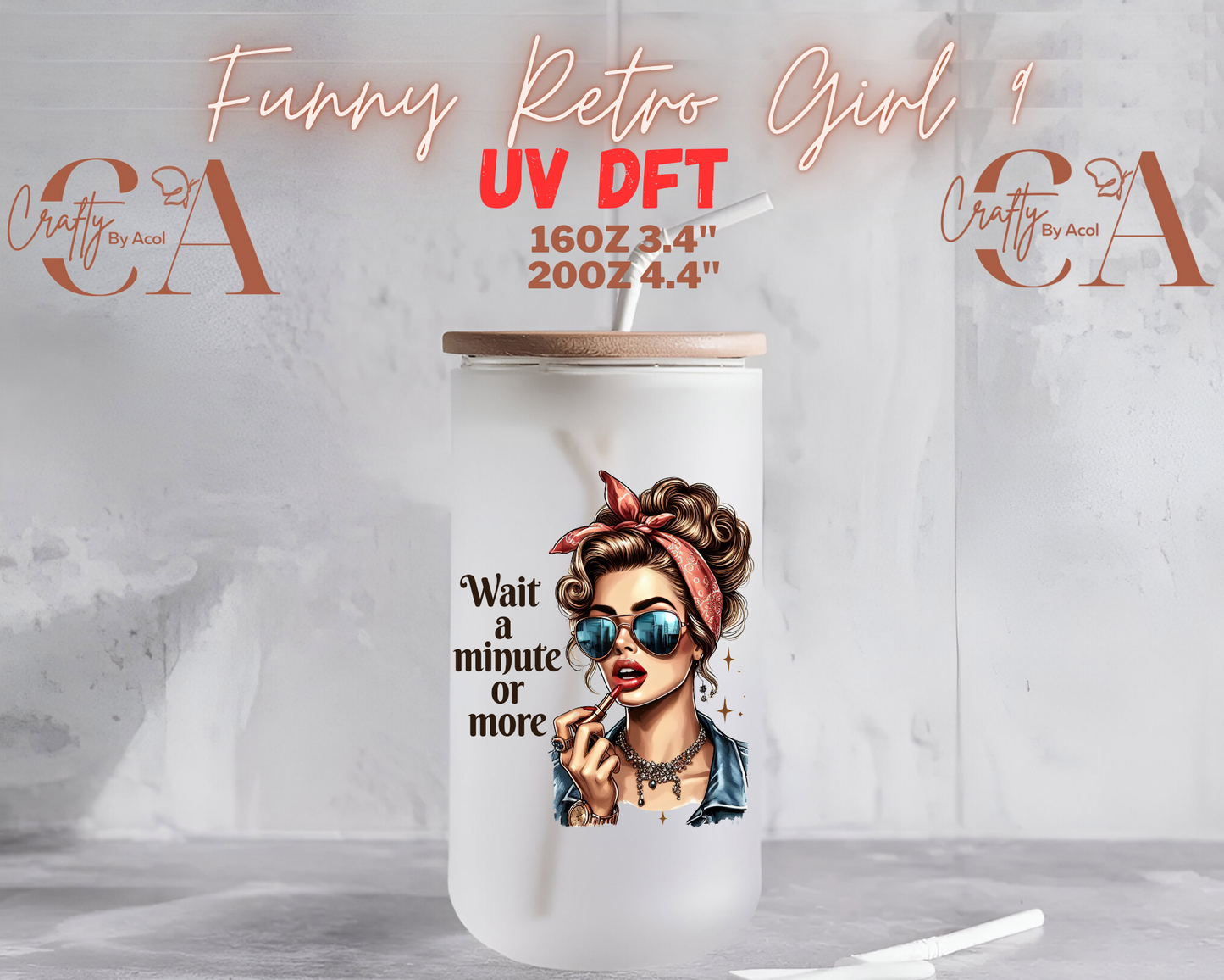 Funny Retro Girl UV DFT Decal