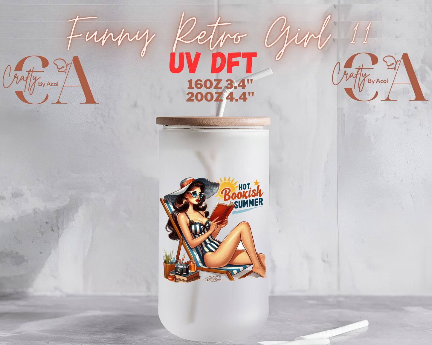 Funny Retro Girl UV DFT Decal