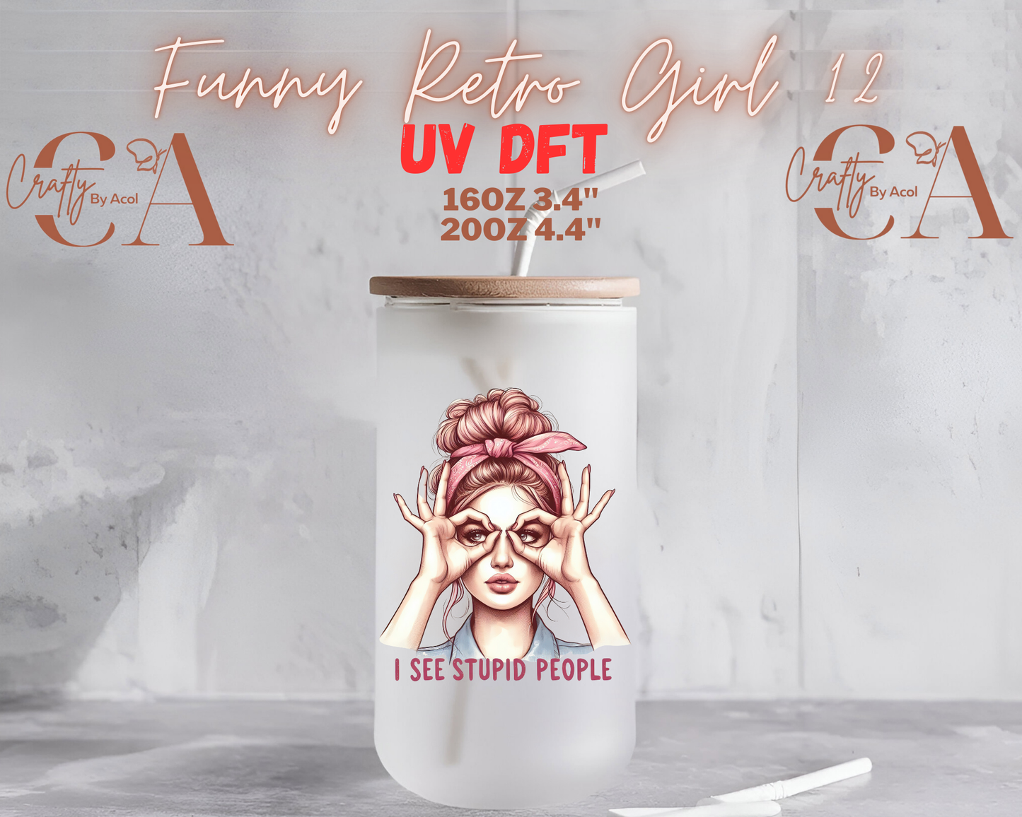 Funny Retro Girl UV DFT Decal