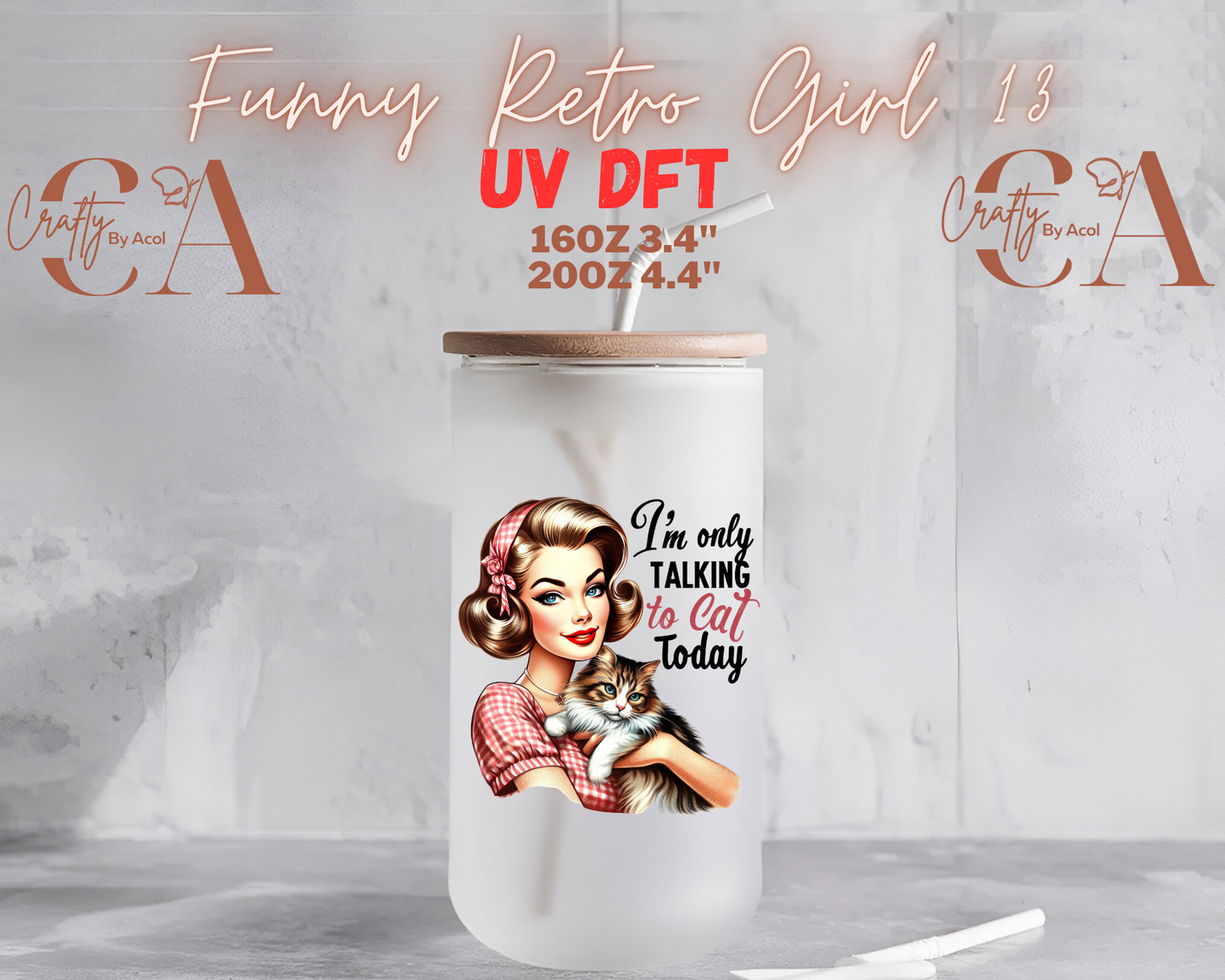 Funny Retro Girl UV DFT Decal