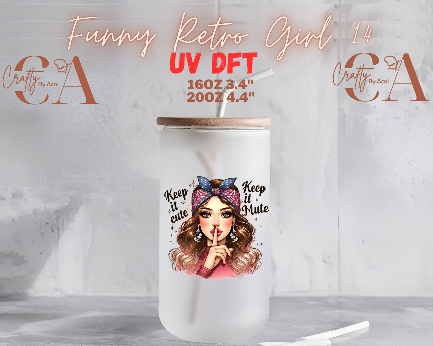Funny Retro Girl UV DFT Decal