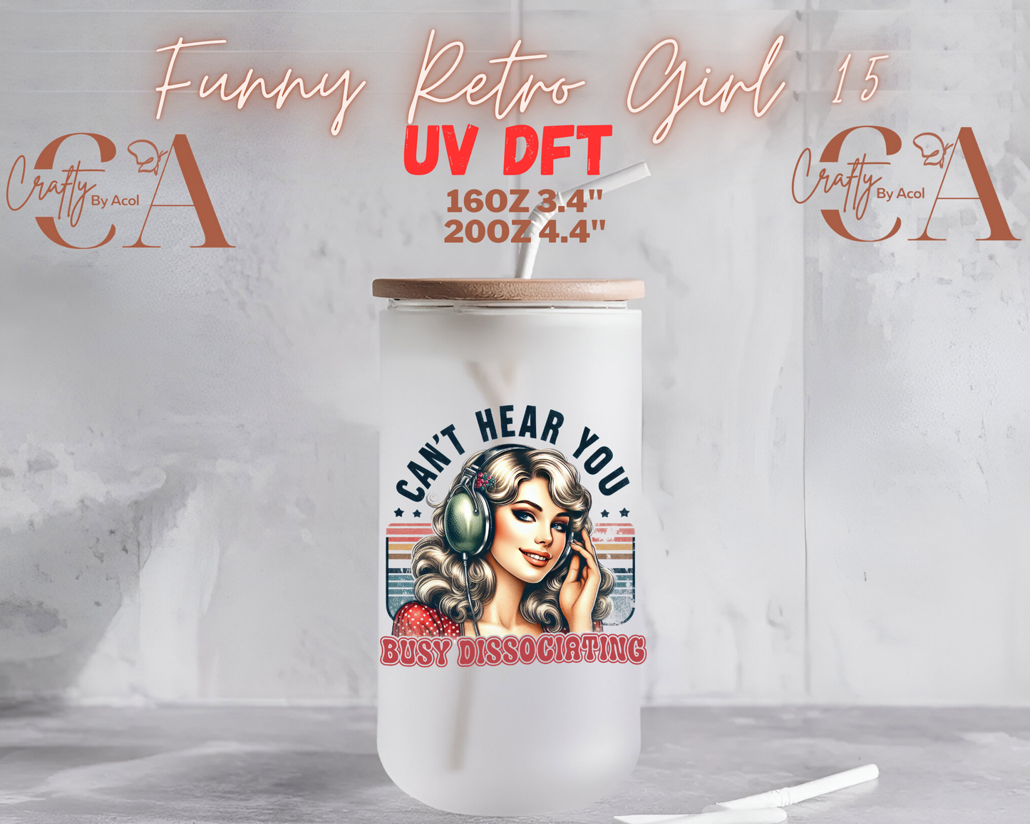 Funny Retro Girl UV DFT Decal