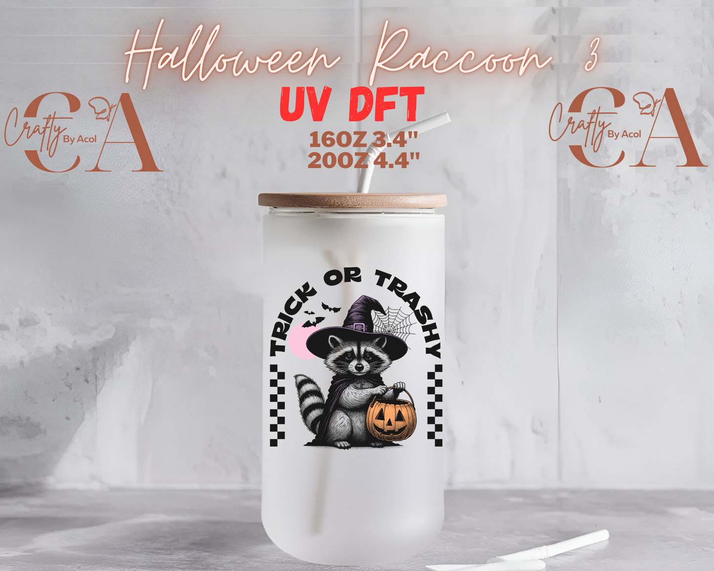 Halloween Raccoon UV DFT Decal