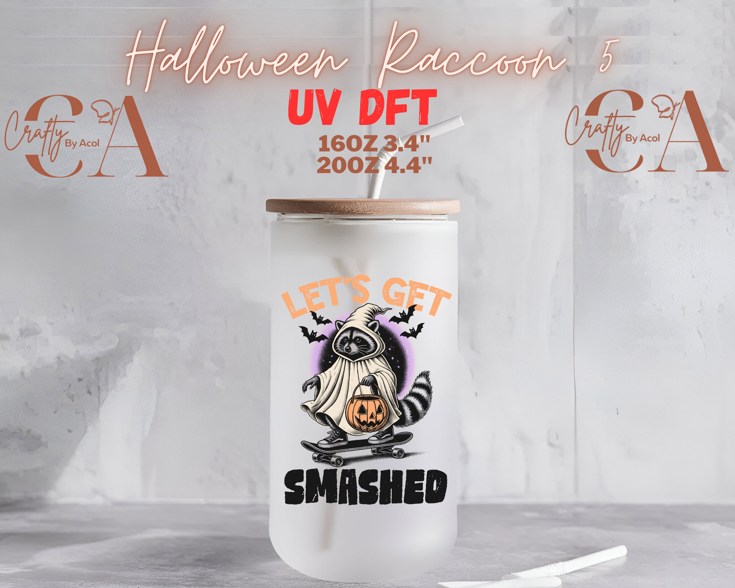Halloween Raccoon UV DFT Decal
