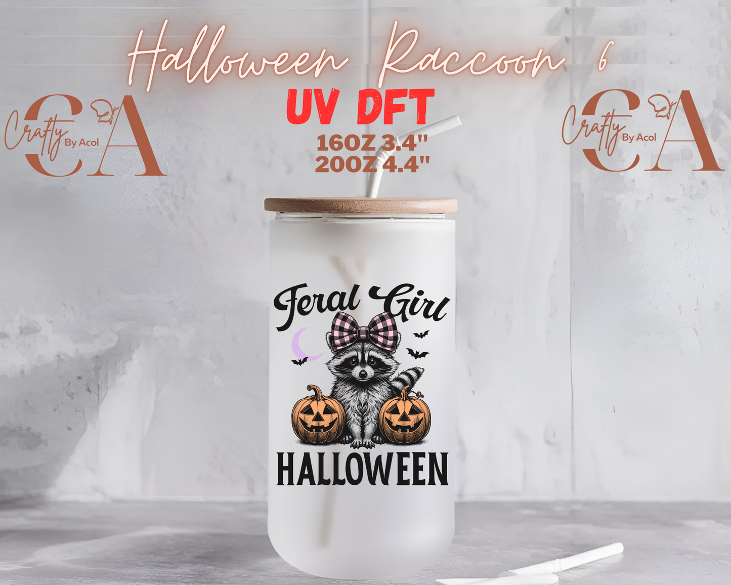 Halloween Raccoon UV DFT Decal