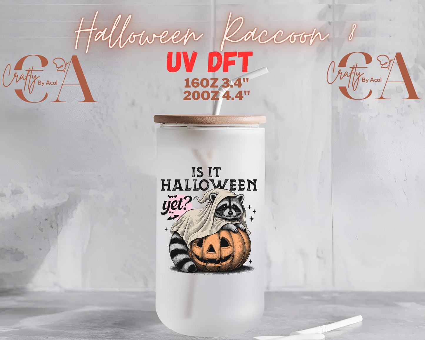 Halloween Raccoon UV DFT Decal