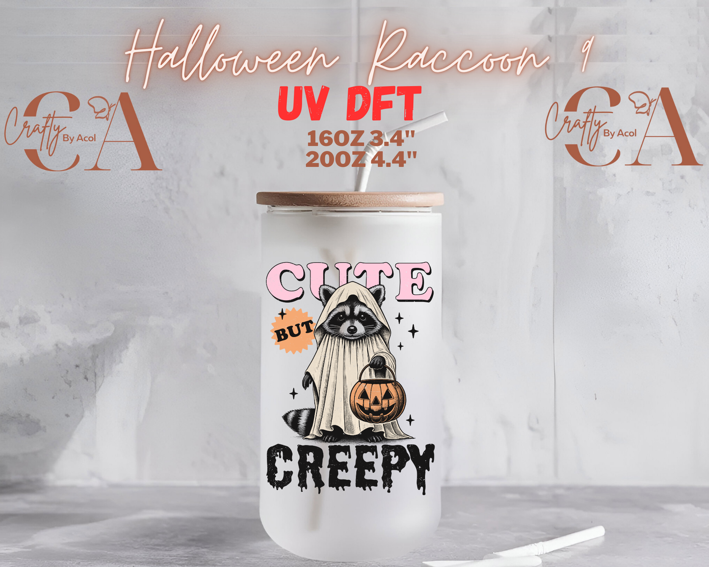 Halloween Raccoon UV DFT Decal