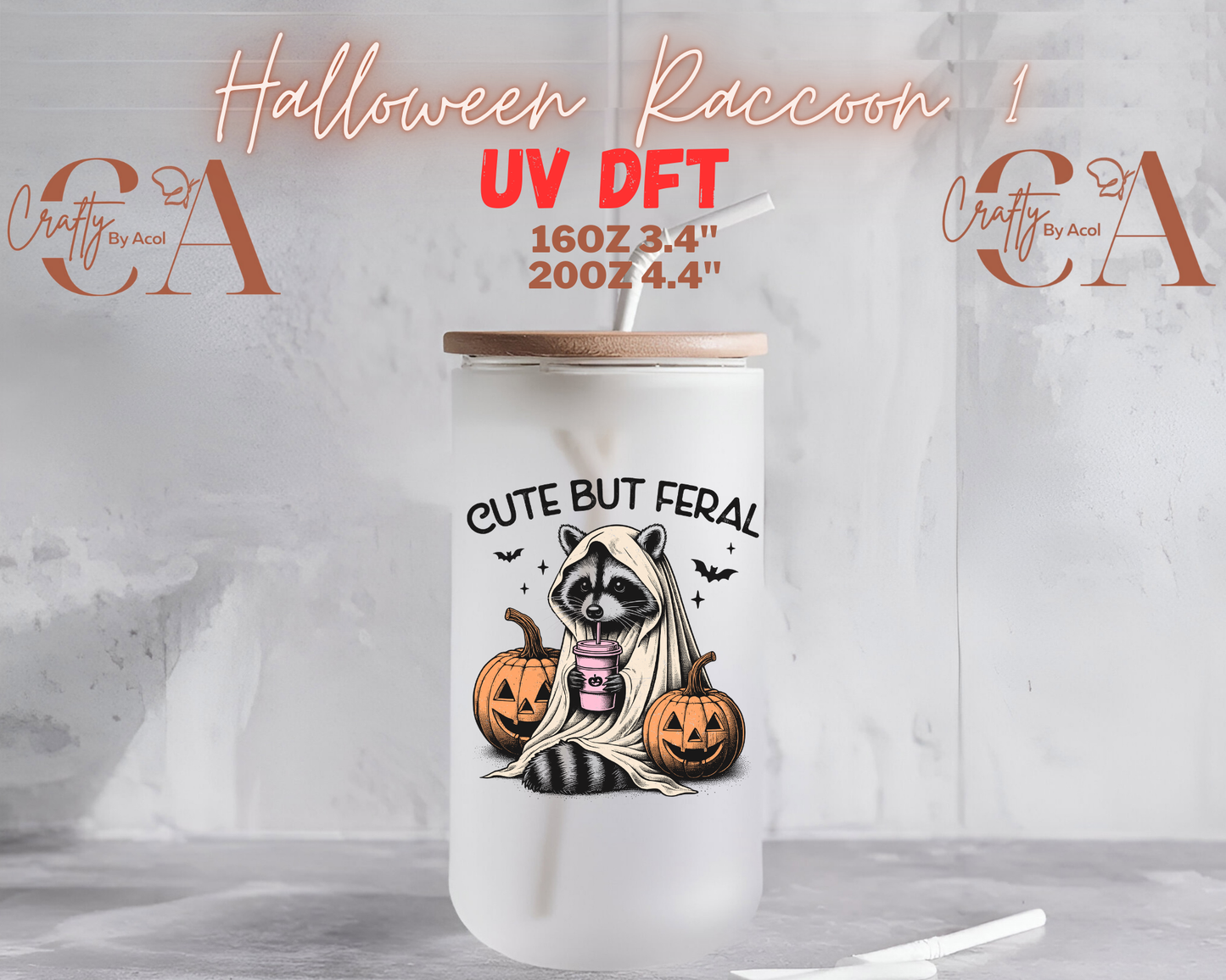 Halloween Raccoon UV DFT Decal