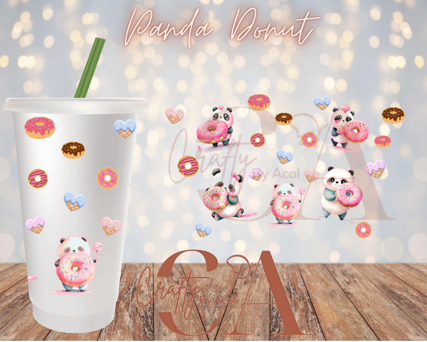 Panda Donut Vinyl Can Wrap