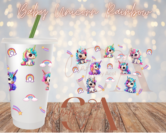 Baby Unicorn Rainbow Vinyl Can Wrap