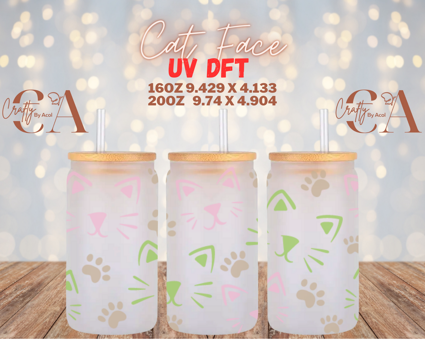 Cat Face UV DFT Cup Wrap