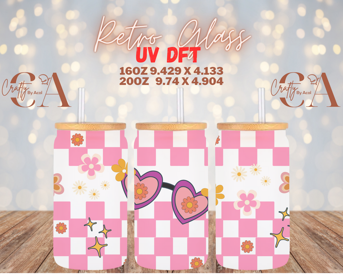 Retro Glass UV DFT Cup Wrap