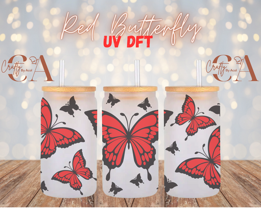 Red Butterfly Heart UV DFT Cup Wrap