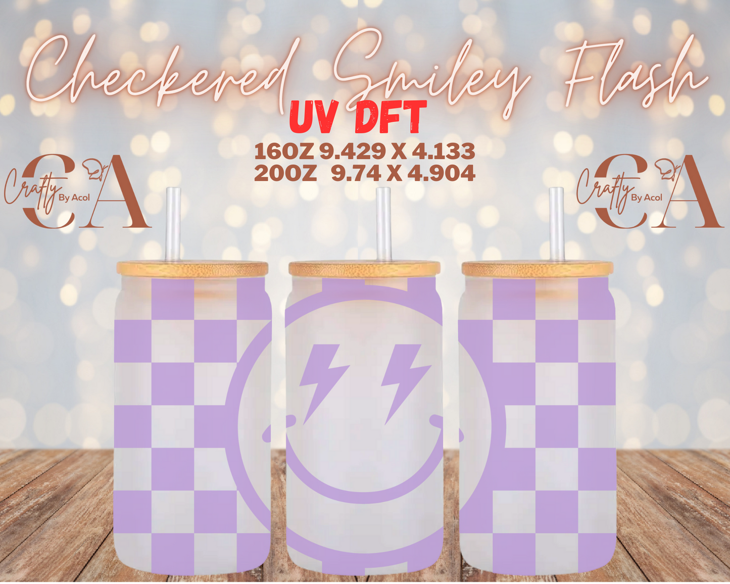 Checkered Smiley Flash UV DFT Cup Wrap