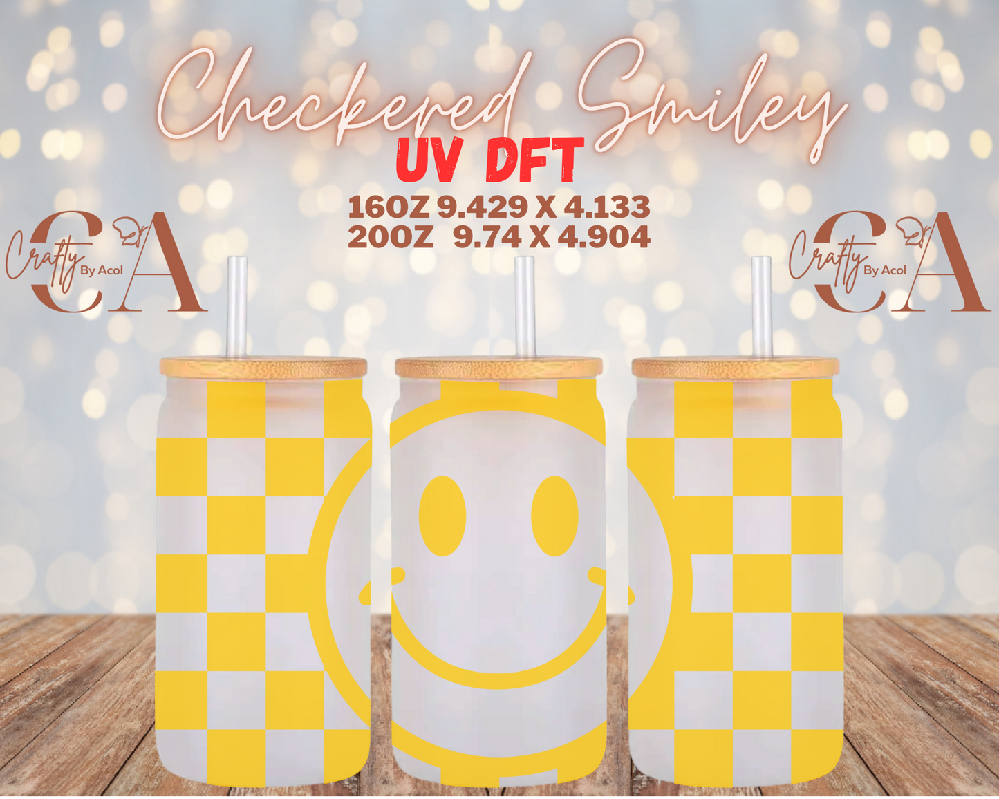 Checkered Smiley UV DFT Cup Wrap