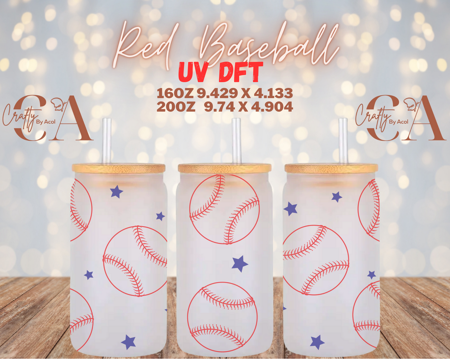 Red Baseball UV DFT Cup Wrap