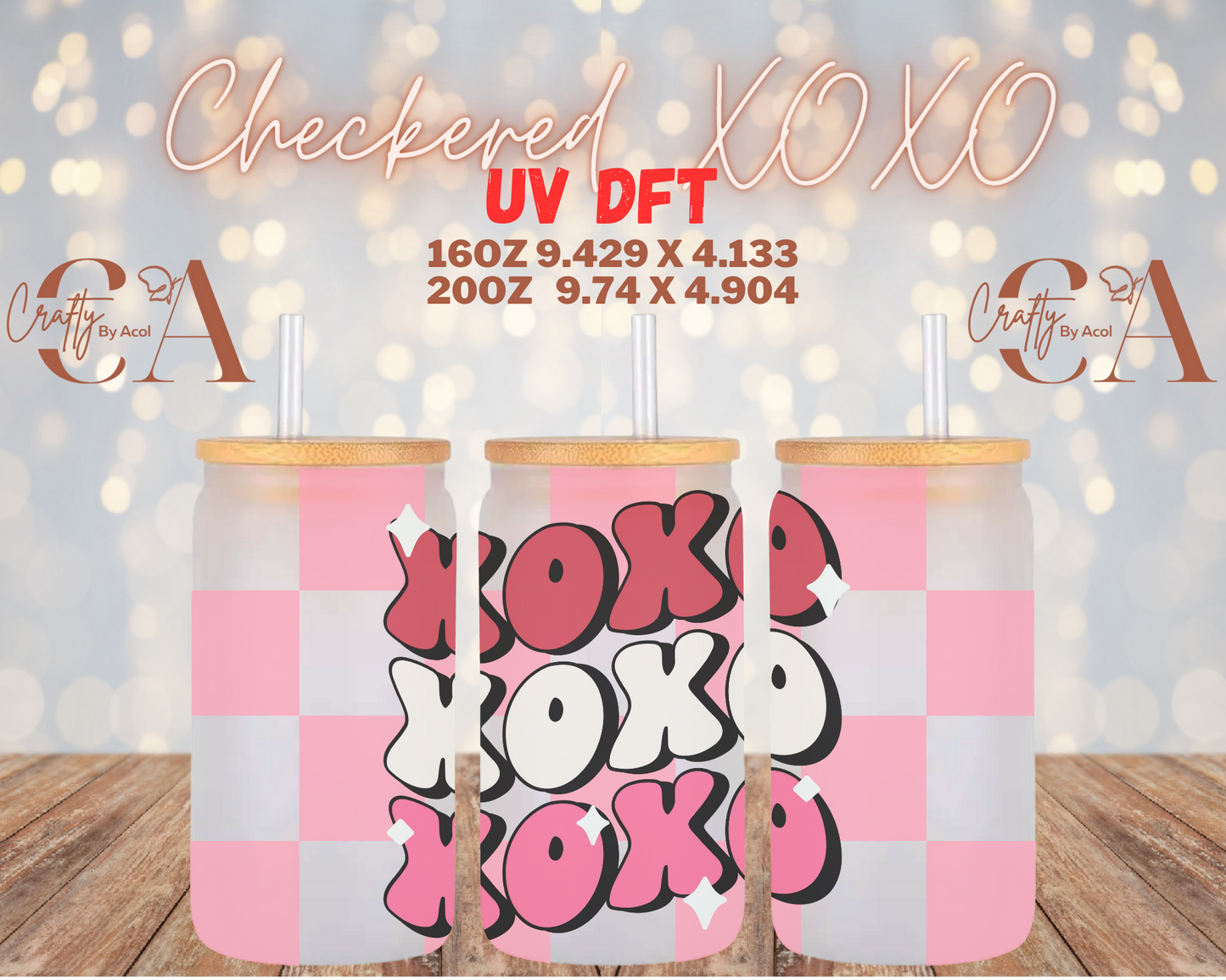 Checkered XOXO UV DFT Cup Wrap