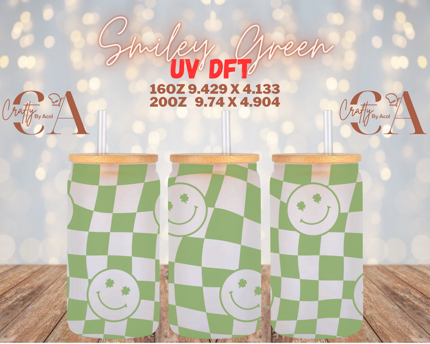 Smiley Green UV DFT Cup Wrap
