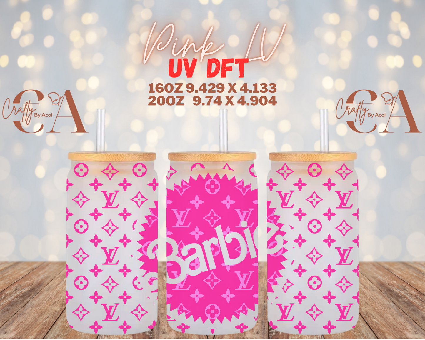Pink LV Drinks UV DFT Cup Wrap