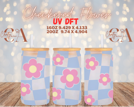 Checkered Flower UV DFT Cup Wrap