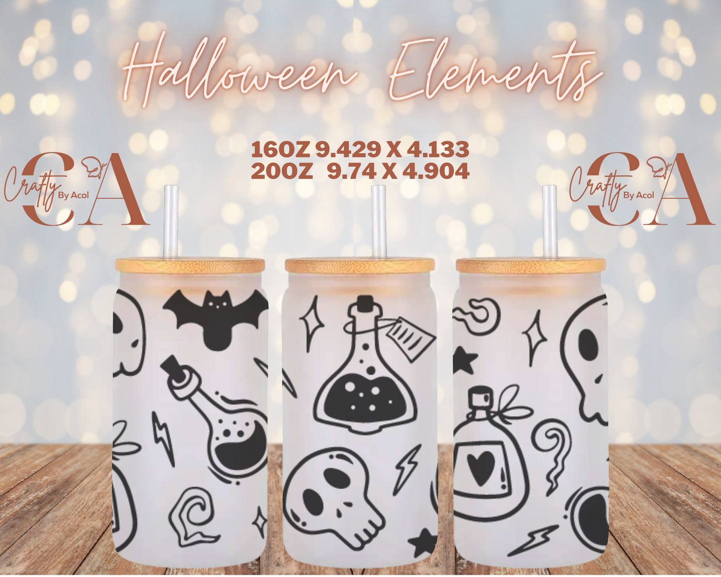 Halloween Elements Vinyl Can Wrap
