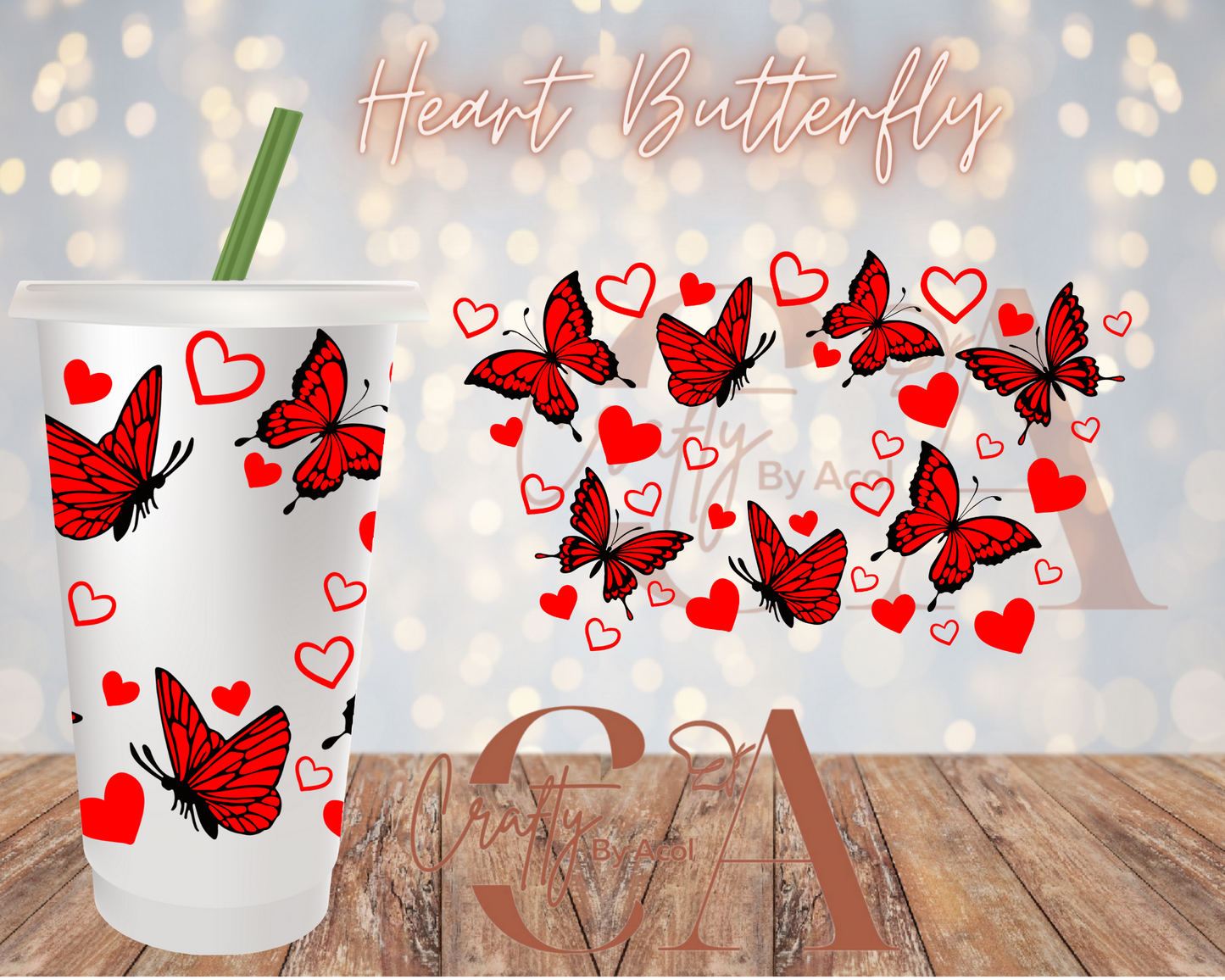 Heart Butterfly Vinyl Can Wrap