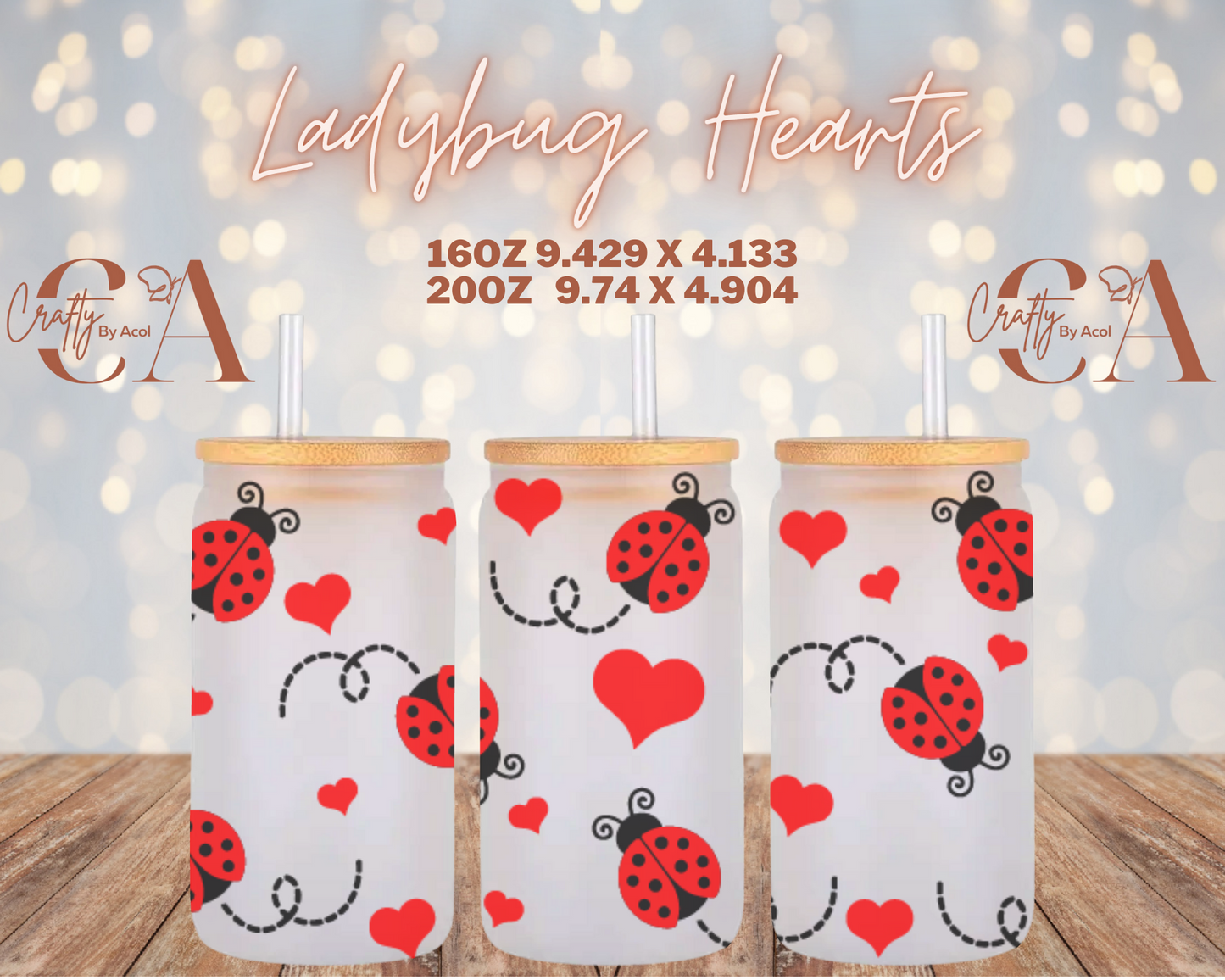 Ladybug Hearts Vinyl Can Wrap