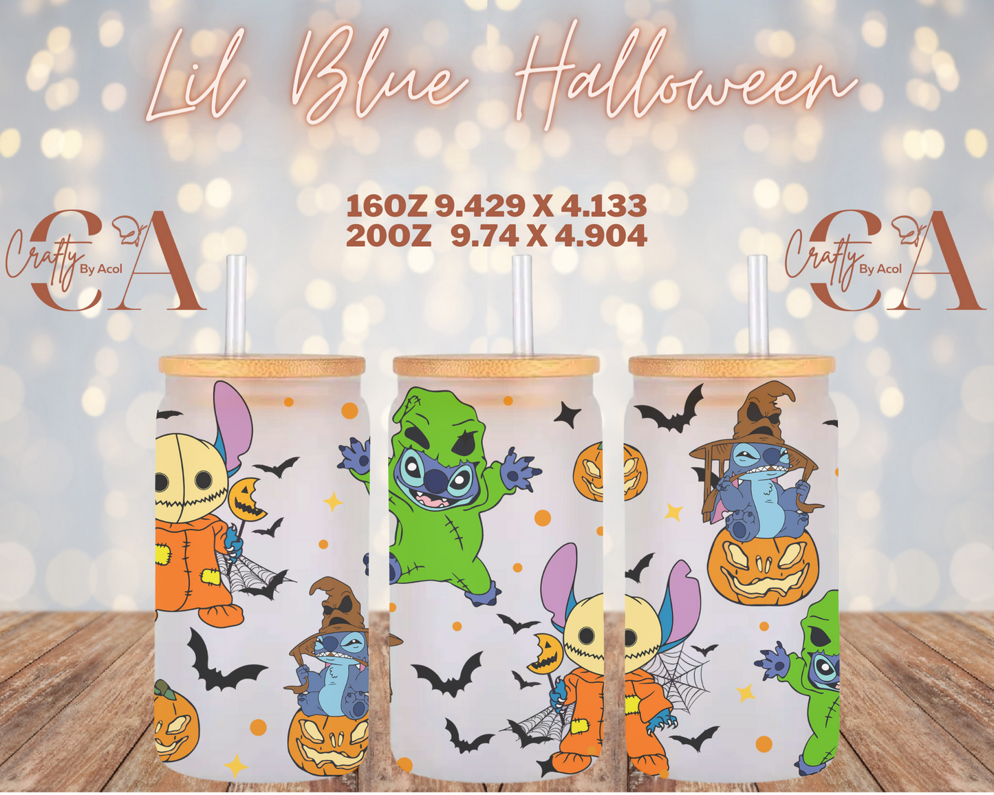 Lil Blue Halloween Vinyl Can Wrap