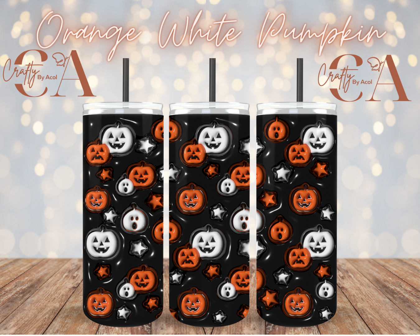 Orange White Pumpkin Vinyl Can Wrap