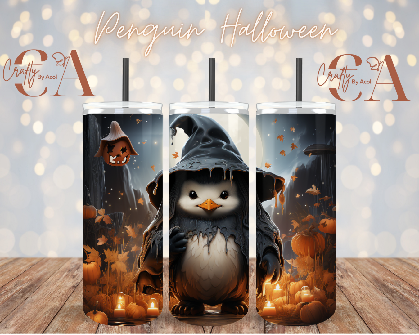 Penguin Halloween Vinyl Can Wrap