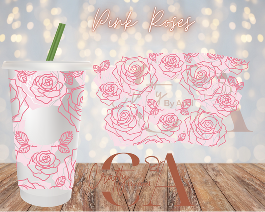 Pink Roses Vinyl Can Wrap