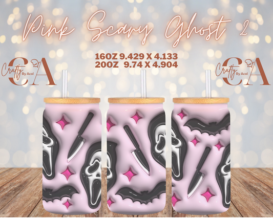 Pink Scary Ghost 2 Vinyl Can Wrap