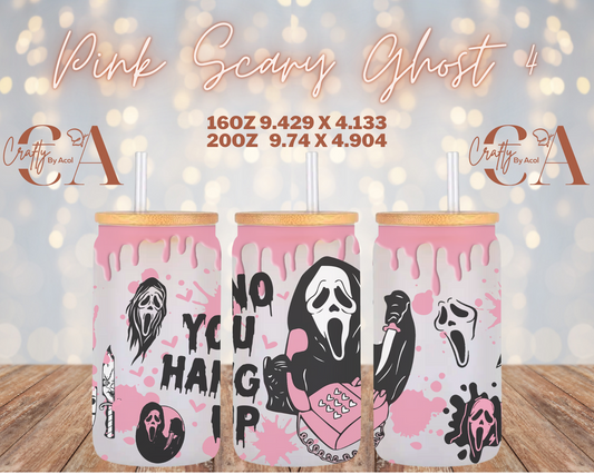Pink Scary Ghost 4 Vinyl Can Wrap