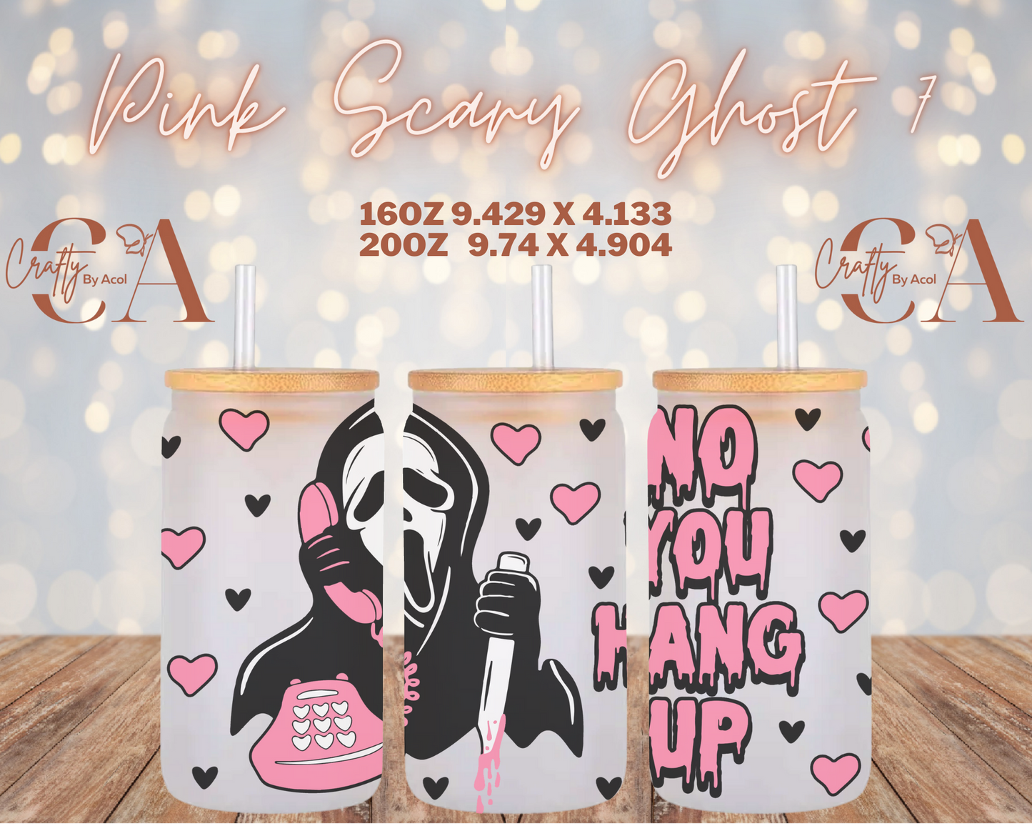 Pink Scary Ghost 7 Vinyl Can Wrap