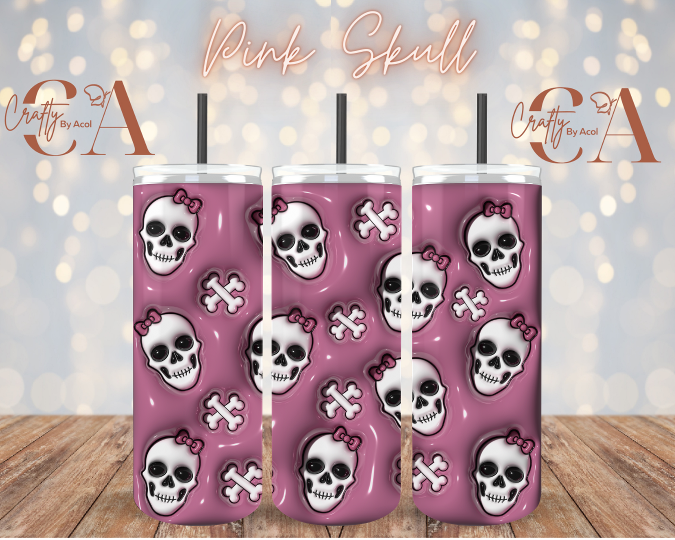 Pink Skull Vinyl Can Wrap